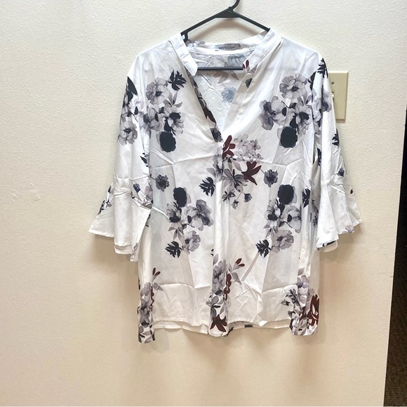 MISSLOOK Floral Print Balloon Sleeve V-Neck Blouse Size 3XL - Picture 1 of 8